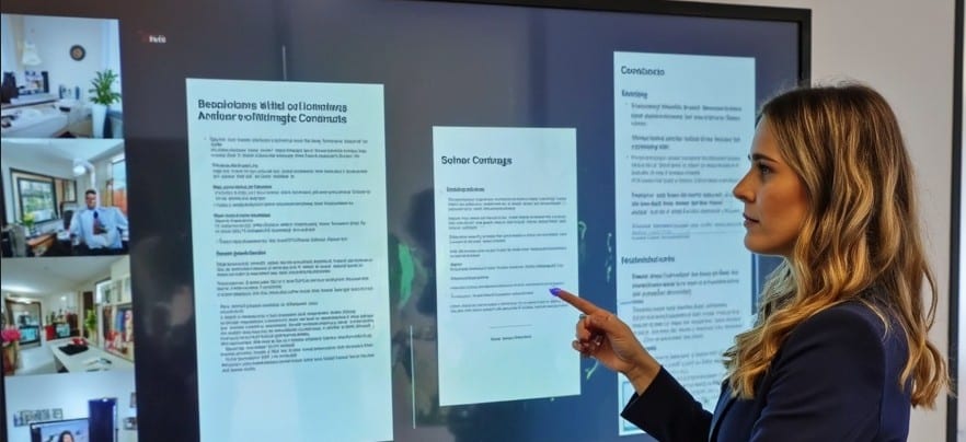 Cristina Borrallo analizando varios contratos entre un ICI y sus colaboradores